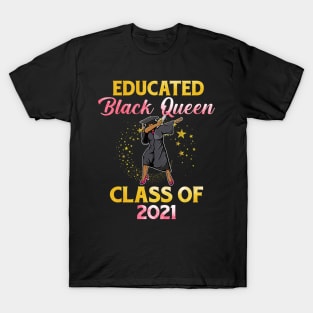 Dabbing Graduation Class Of 2021 Black Queen Girl Seniors T-Shirt